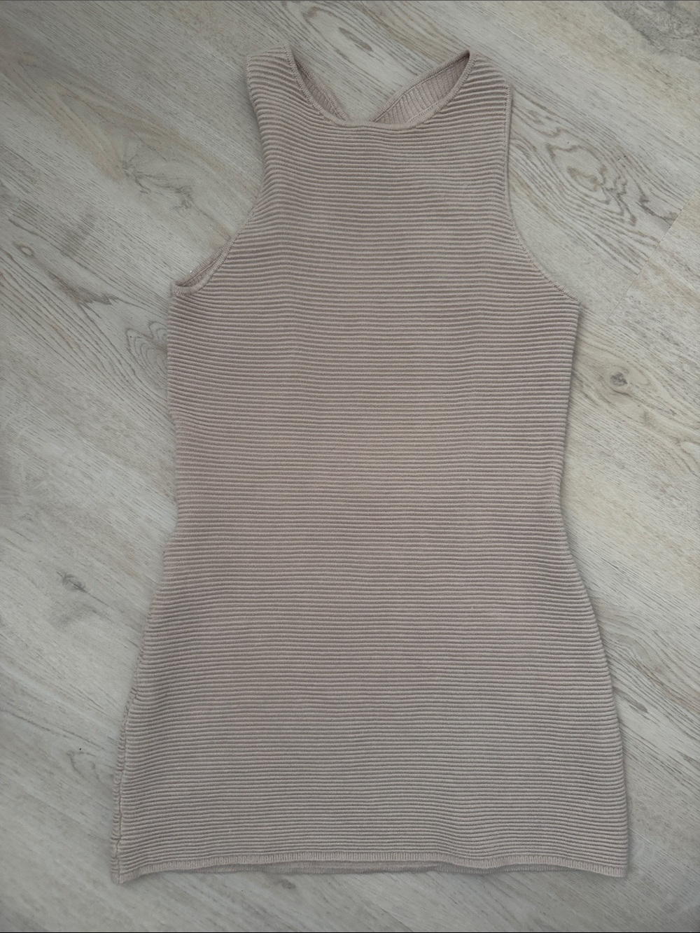 Abercrombie & Fitch Contour Beige Open Back Ribbed Mini Dress small like new